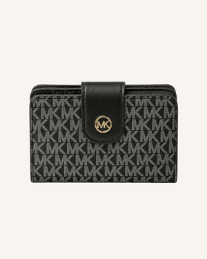 Portefeuille Monogramme Élégant – Noir & Gris